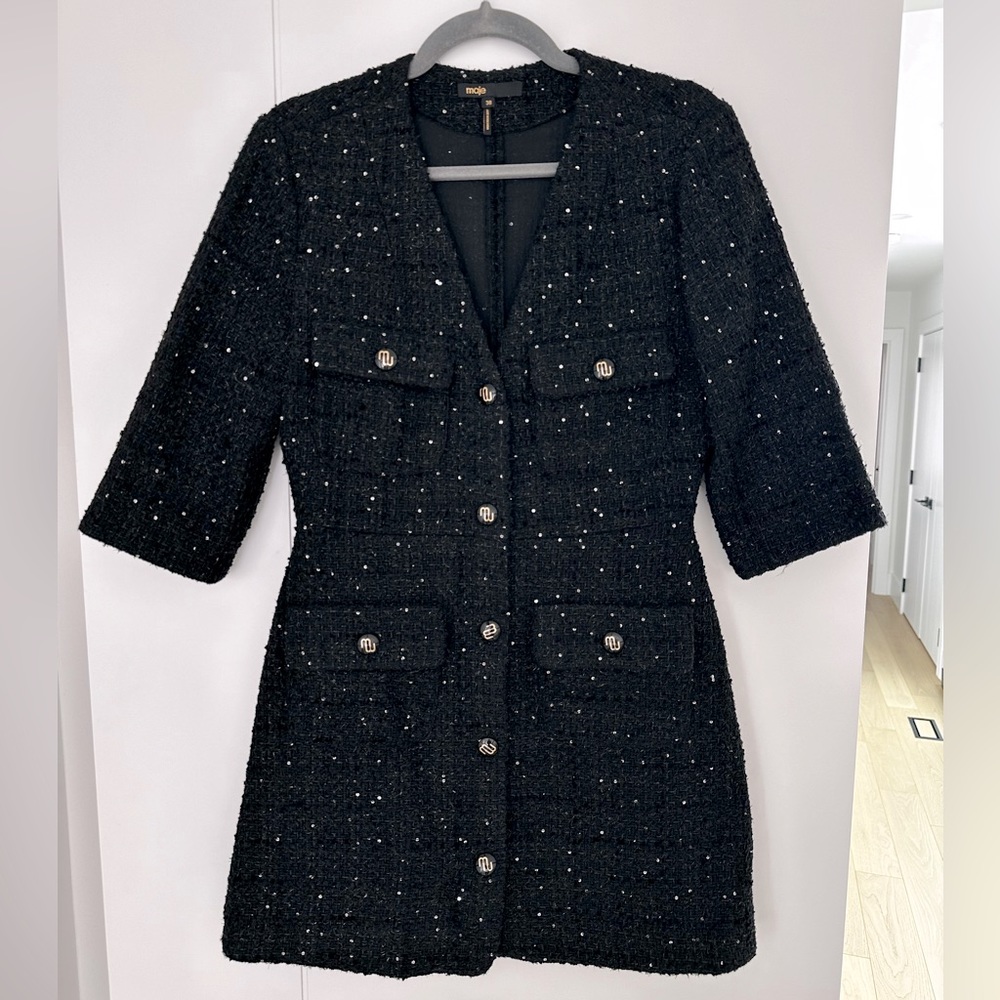 MAJE Black Tweed Dress